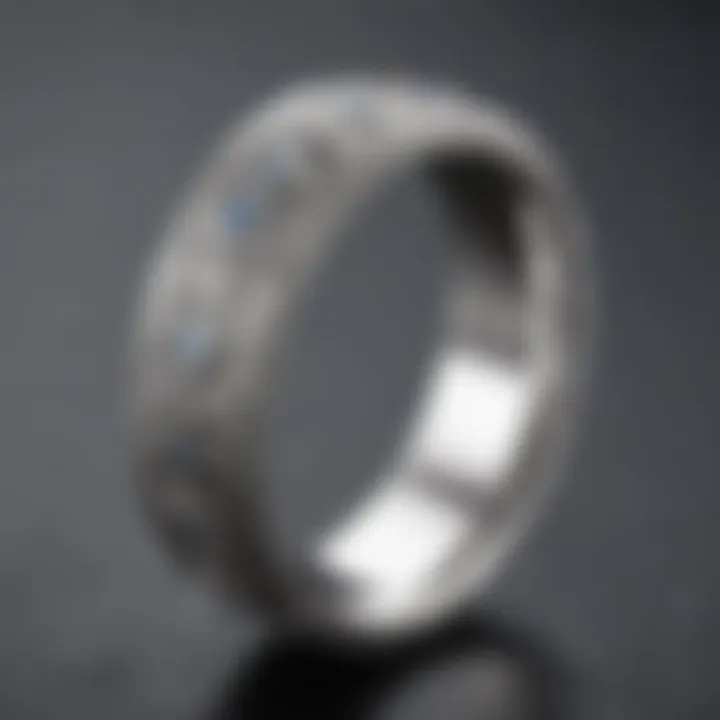 Sleek silver wedding band with intricate design