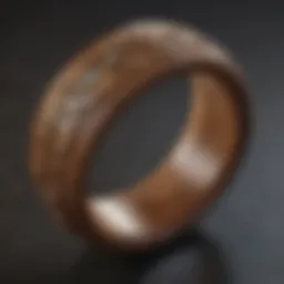 An intricate wooden wedding ring design showcasing natural patterns