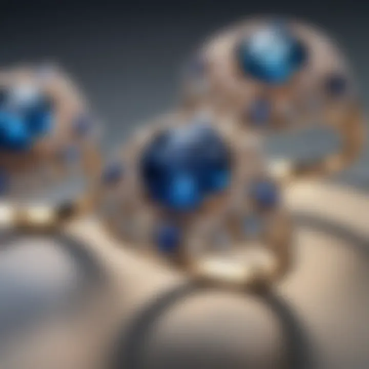 Elegant display of opal sapphire rings in various settings