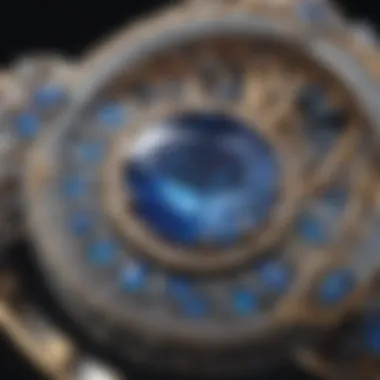 Close-up view of opal sapphire with intricate details