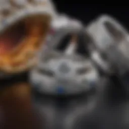 An elegant selection of wedding rings showcasing intricate designs and various gemstones