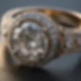 Close-up view of a pave diamond ring showcasing intricate craftsmanship.