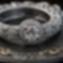 Close-up view of a pave style diamond ring showcasing its intricate design