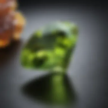 Close-up of a vibrant peridot gemstone showcasing its unique color and clarity