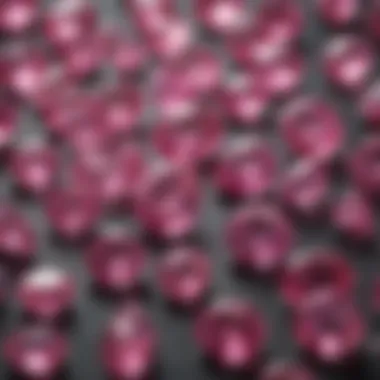 An array of pink sapphires in various shapes and sizes, highlighting the gemstone's versatility and beauty.