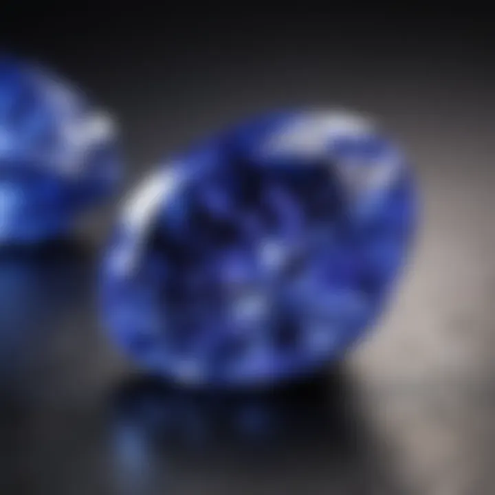 Close-up view of pleochroic tanzanite showcasing its vibrant hues