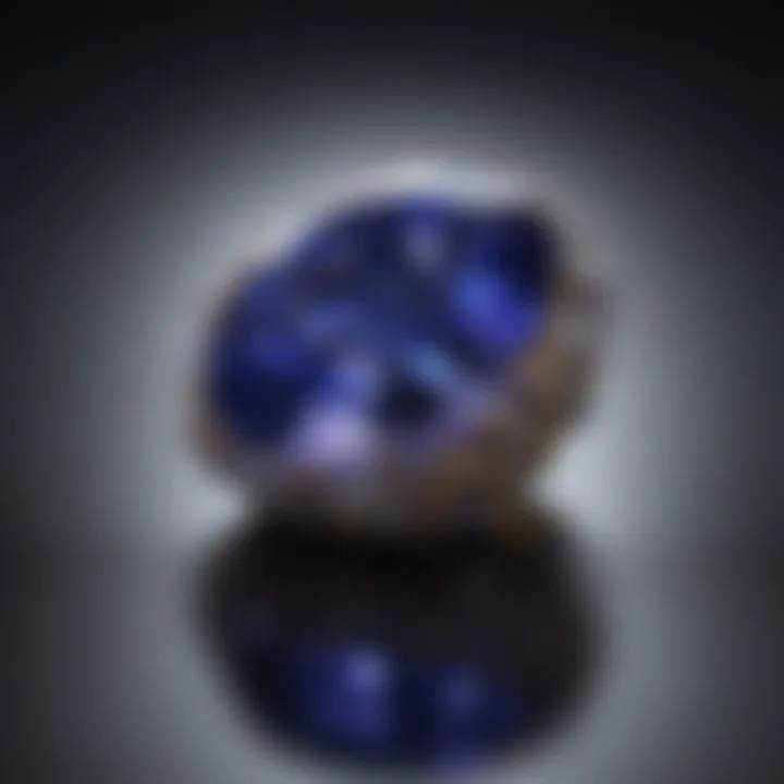 Comparison of tanzanite under different lighting conditions