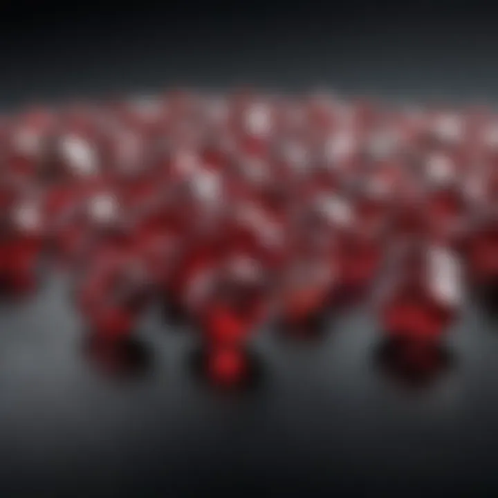 Display of different garnet types arranged aesthetically