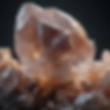 A close-up view of a rock that closely resembles quartz, showing its crystalline structure.