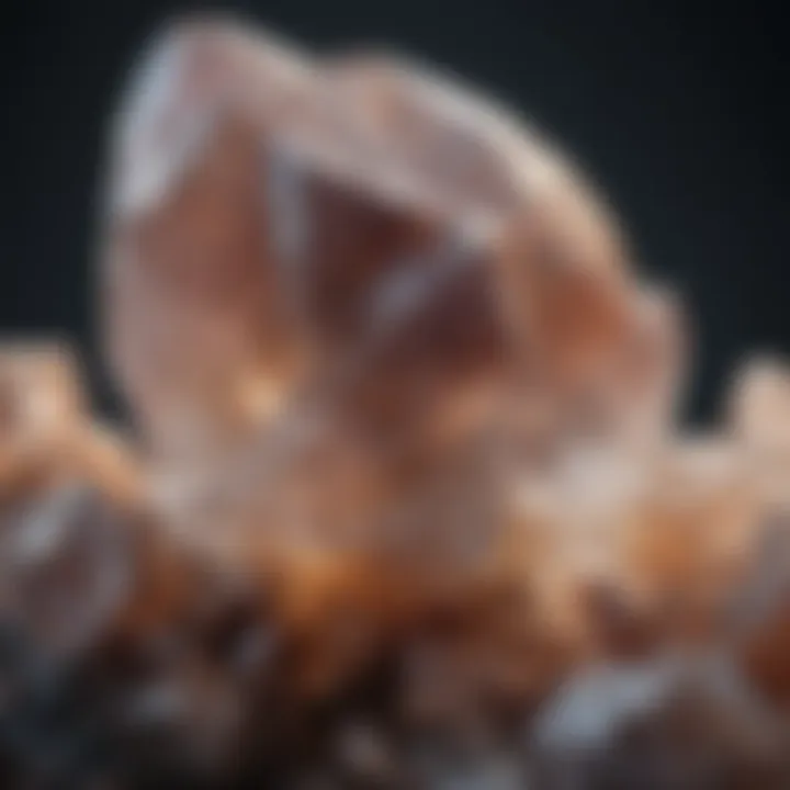 A close-up view of a rock that closely resembles quartz, showing its crystalline structure.