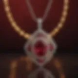 Radiant ruby pendant sparkling against a velvet backdrop