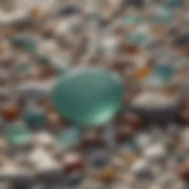 Nature's Canvas: Beach and Sea Glass A serene beach scene where sea glass is found among pebbles
