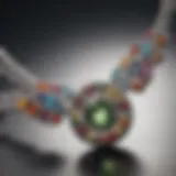 Close-up view of a tennis necklace showcasing its sparkling gemstones and elegant design.