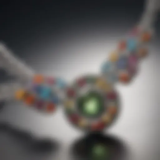 Close-up view of a tennis necklace showcasing its sparkling gemstones and elegant design.