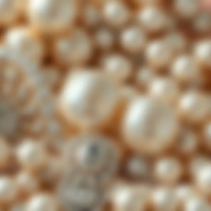 Textures of Silver and Pearls Close-up of pearls and silver textures