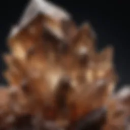 Close-up view of smoky quartz crystal exhibiting its unique color and transparency