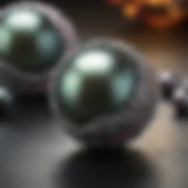 Close-up showcasing the unique luster and colors of Tahitian pearls