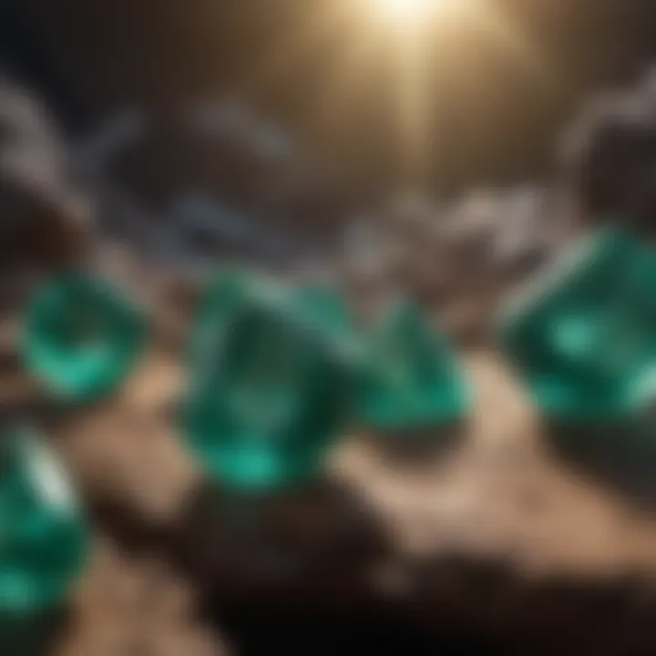 Artistic representation of the intricate mining techniques used for Tamiz Emerald