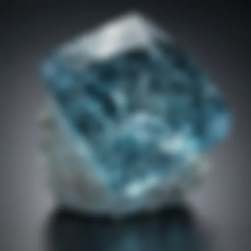 Stunning close-up of a large aquamarine gemstone showcasing its clarity and vibrant color