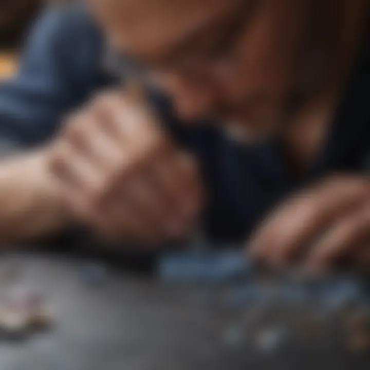 Artisan working meticulously on a benitoite jewelry piece