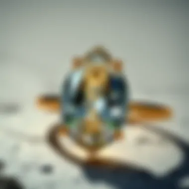 Close-up view of a glittering pear-shaped diamond ring set in gold