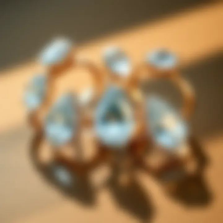 Elegant display of multiple pear-shaped diamond rings in various settings