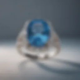 Close-up of a stunning Blue Nile blue topaz ring showcasing its vibrant color