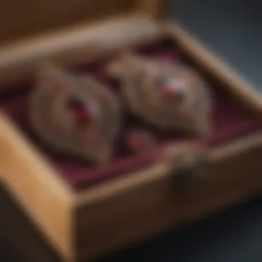 Elegant Presentation of Bohemian Garnet Earrings Beautifully styled bohemian garnet earrings presented elegantly on a vintage jewelry box