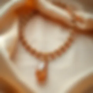 A beautiful brown pearl necklace displayed on a soft fabric background, showcasing its elegance.