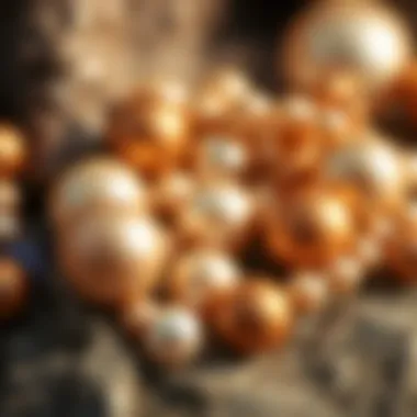 An artistic arrangement of various types of brown pearls in their natural settings.