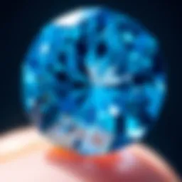 Stunning blue zircon gemstone with intricate facets