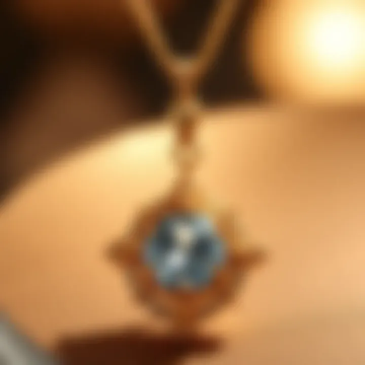 Close-up of the craftsmanship in a Jared gold pendant