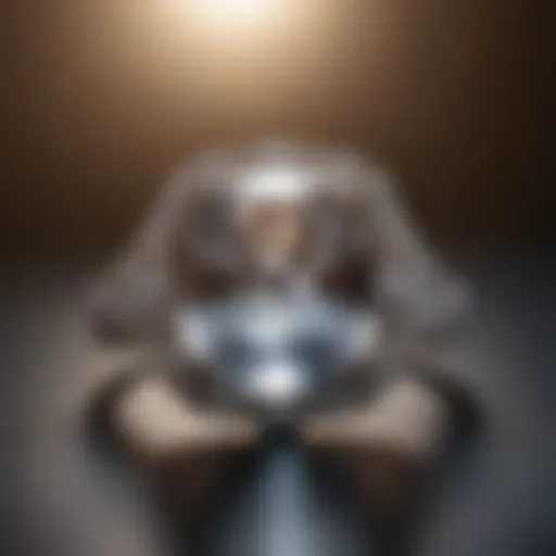 Close-up of a moonstone diamond ring showcasing its unique glow and facets
