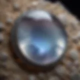 A close-up view showcasing the iridescent glow of moonstone.