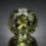 Close-up view of an olive green sapphire showcasing its unique color and clarity