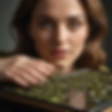 A Collector's Delight: Olive Green Sapphires A collector examining olive green sapphires in a display case