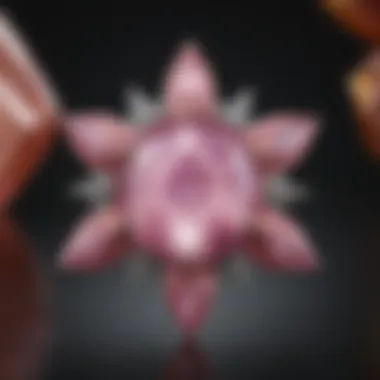 Close-up of Unique Asterism in Pink Star Sapphire Close-up of a pink star sapphire showcasing its unique asterism
