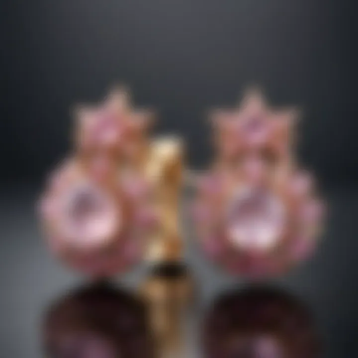 Collection of pink star sapphire earrings in various settings
