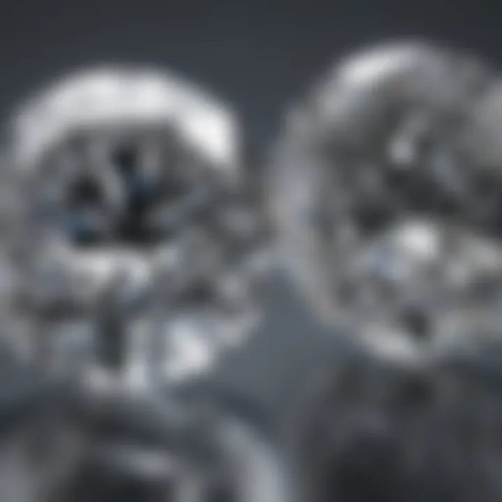 A side-by-side comparison of white sapphire and diamond under light