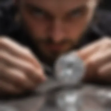 An artisan setting a white sapphire in a piece of jewelry