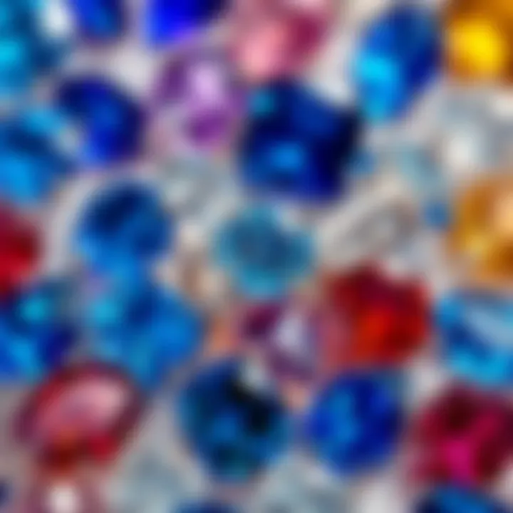 Diverse Sapphire Collection A collection of sapphires in various colors arranged aesthetically