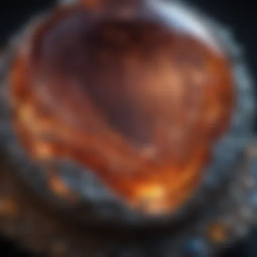 Close-up of a beautifully polished gemstone revealing its intricate patterns