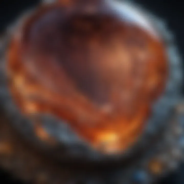 Close-up of a beautifully polished gemstone revealing its intricate patterns