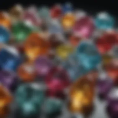 Close-up of various gemstones found in nature