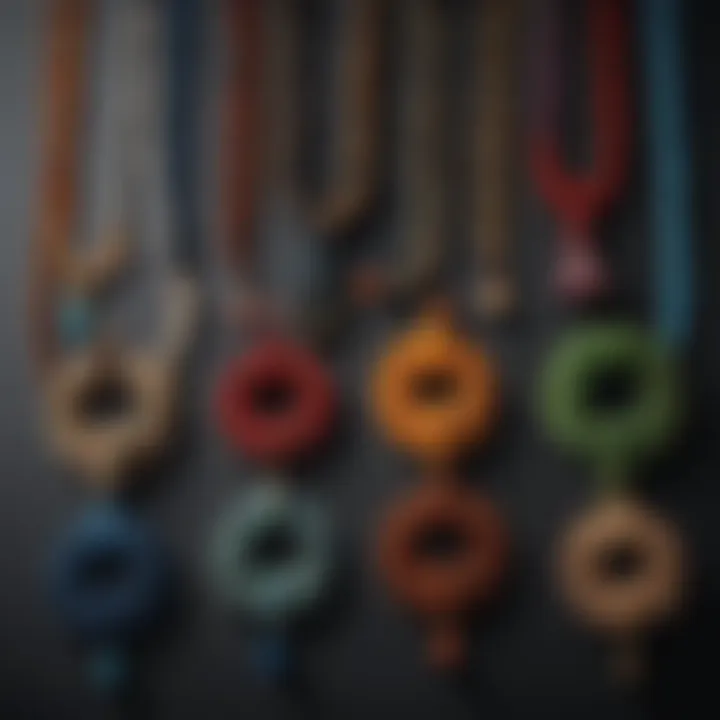 A display of various cultural styles of beaded knot necklaces from different regions around the world.
