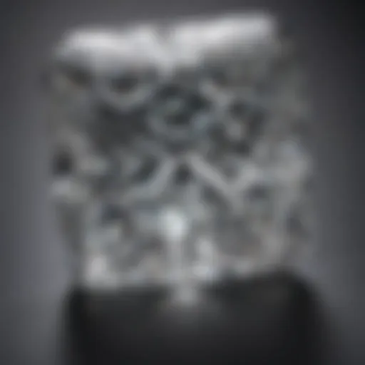 Close-up of a princess cut diamond highlighting its clarity