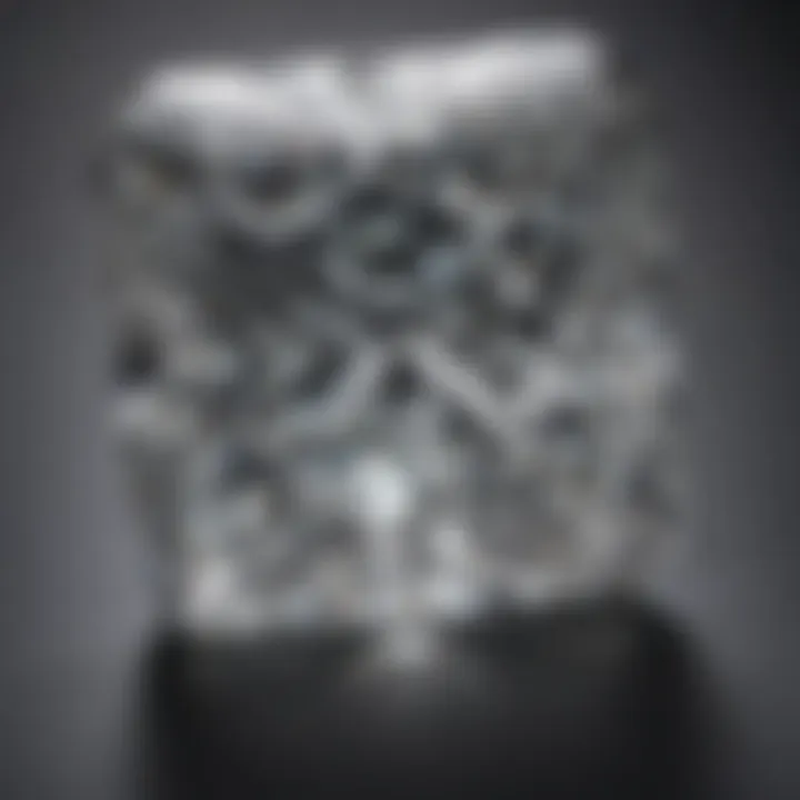 Close-up of a princess cut diamond highlighting its clarity