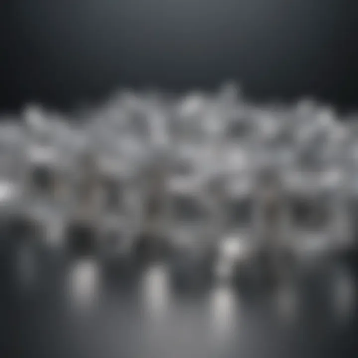 Elegant display of various princess cut diamonds with different clarity levels