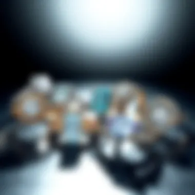 A collection of cubic zirconia rings arranged artistically