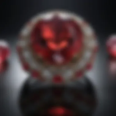 A fiery red ruby showcasing its rich hue and brilliance, illuminated to highlight its facets.